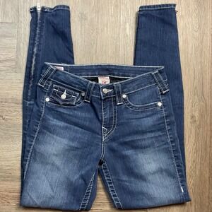 True Religion Section Rachel Jeans Womens 28 Dark Wash Skinny Ankle Zip Y2K‎